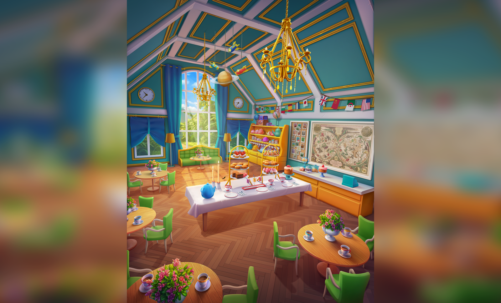 3d modeling outsource studio tea room customize and design spaces Design Home real home decor art outsourcing Unity 3Ds Max game art Storm8 Crowdstar Glu mobile 3d artists top 3d art game art