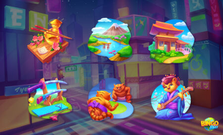 Bing-blitz-art-collection-feature-outsourcing-Tokyo-samurai-sward-sumo-sushi-cat-Fuji-Huuuge-games-GSN-casino-game-art-outsource-icon-Japan-2d-art