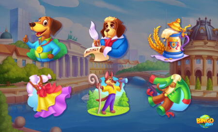 Casual slots game art outsourcing collection feature icons animals items Berlin dog 2d art beethoven doubleUgames Slotomania House of fun