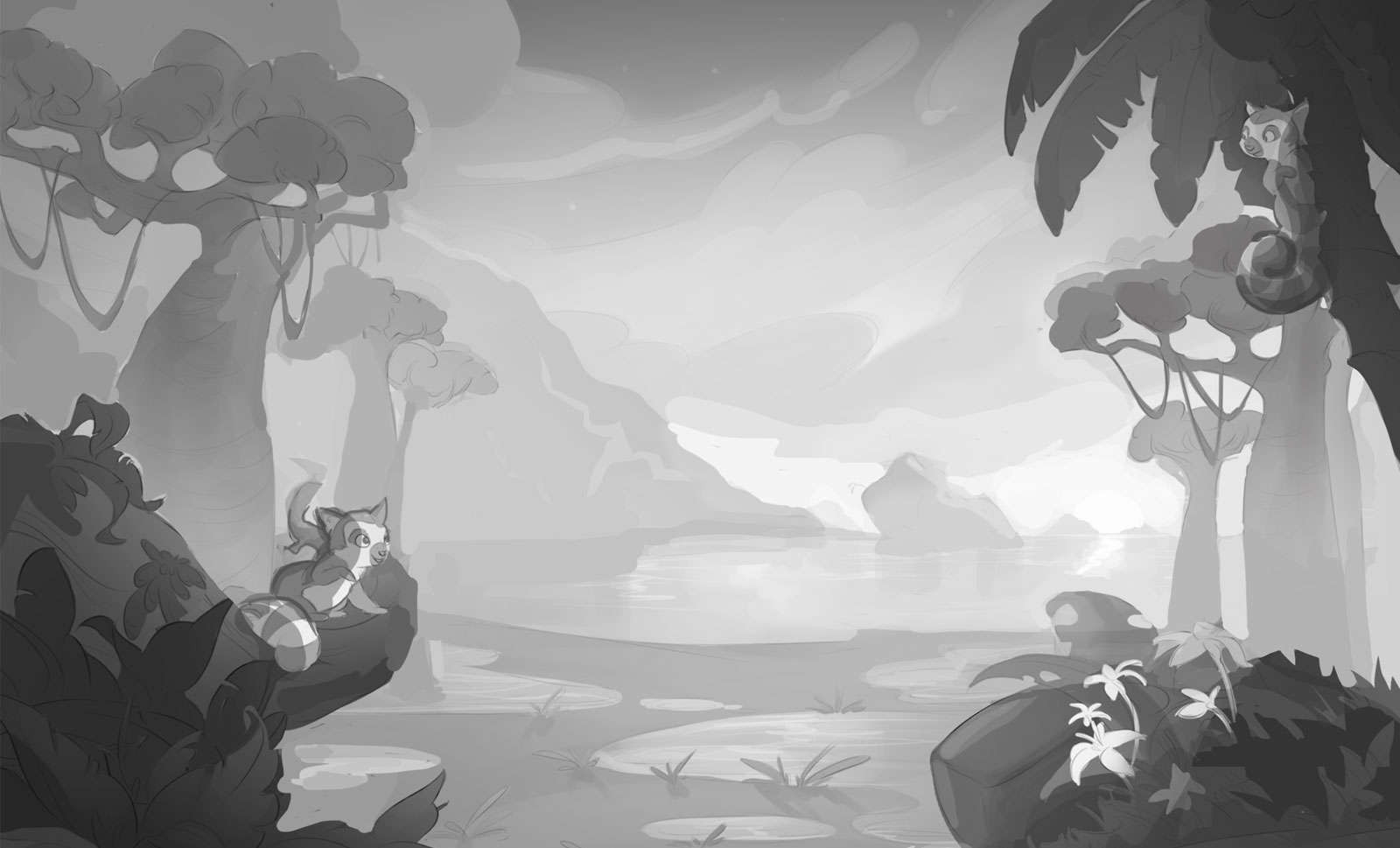 line-art-concept-art-casual-games-art-2D-outsource-studio-puzzle-match3-concept-creation-for-mobile-game-art-sketch-2D-artist-aaa-game-art-outsourcing-studio--environment-madagascar